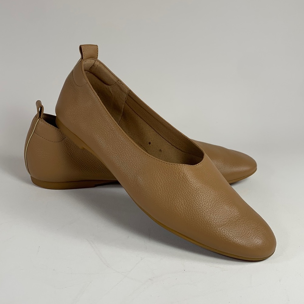 Everlane The Italian Leather Day Glove Flats, Tan, Size: 8.5